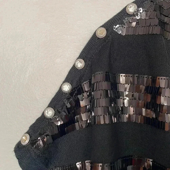 Joseph A Women Top Blouse Shirt S Black Sequin Knit - Picture 4 of 7